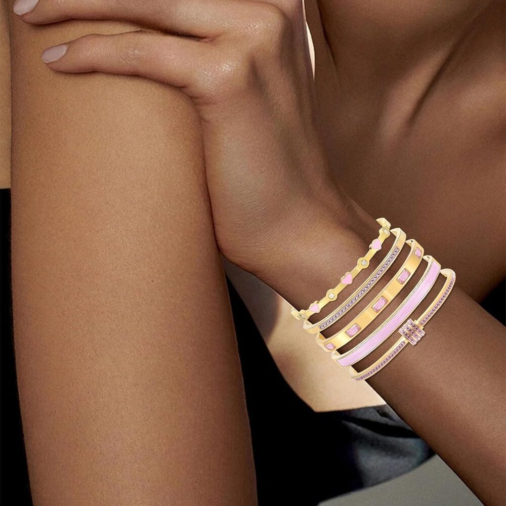 Charming Stackable Pink Heart Bangles - Perfect 1… - image 4